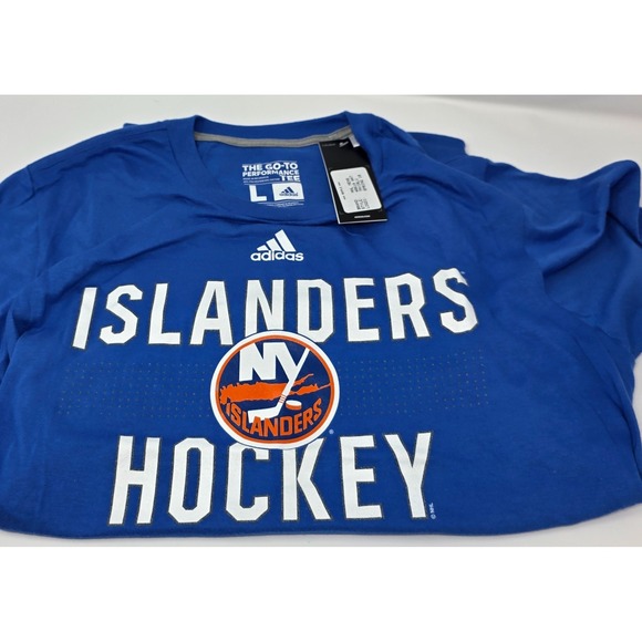 Adidas‎ New York Islanders Go To Performance Tee Mens Size L Blue Short Sleeve - Picture 1 of 4
